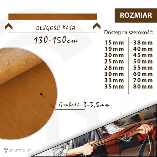 Leren riemstrook 3,0 - 3,5 mm, 140 cm, 15 - 80 mm - Cognac – CraftPoint