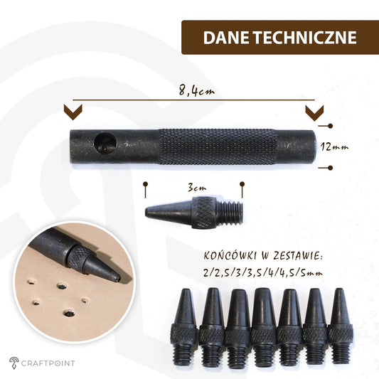 Set holpijpen voor leer - 7 maten - 2 - 5 mm – CraftPoint