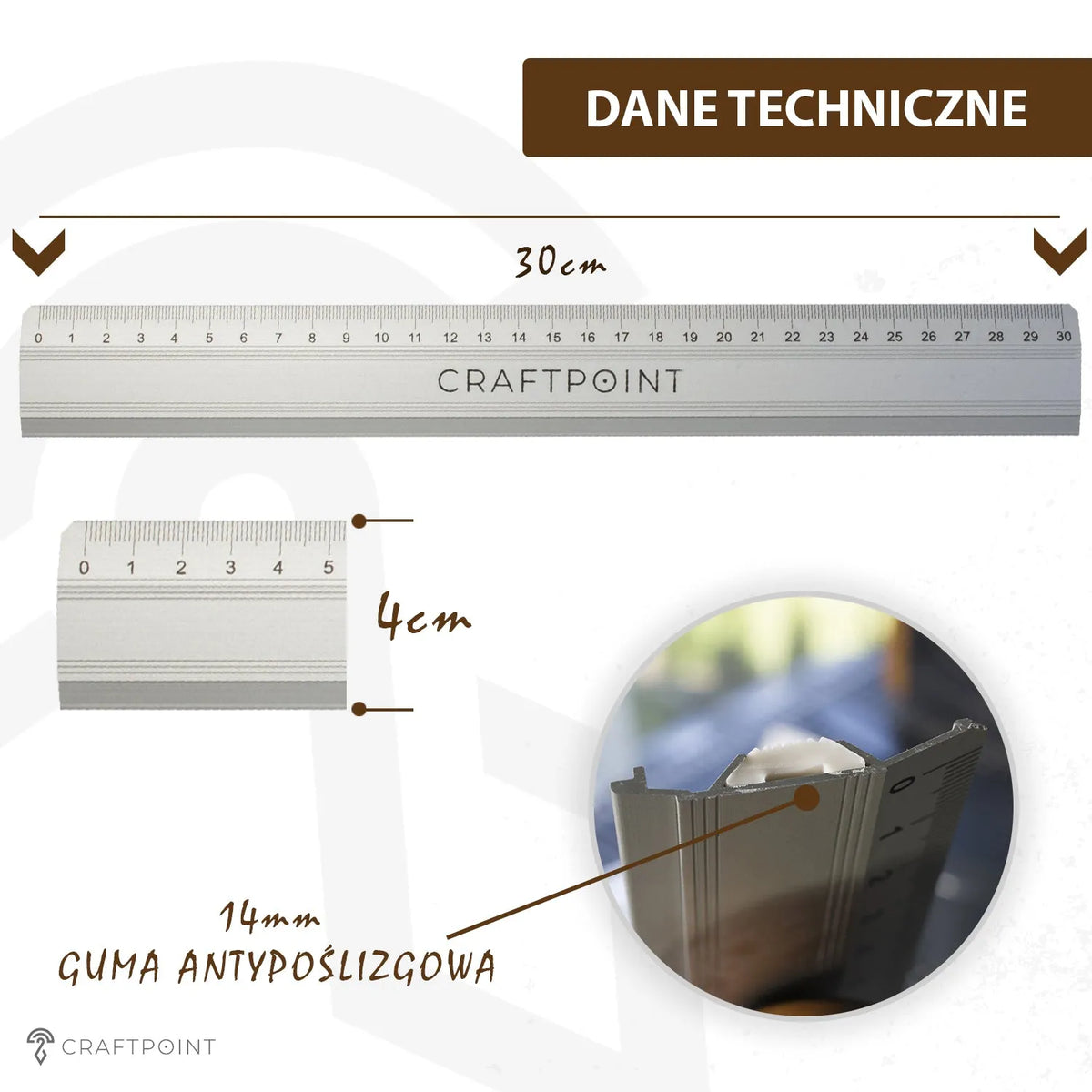 Snijliniaal met antisliplaag 20 cm / 30 cm – CraftPoint
