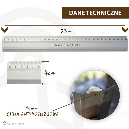 Snijliniaal met antisliplaag 20 cm / 30 cm – CraftPoint