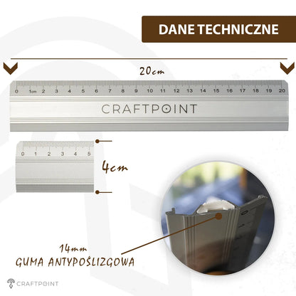 Snijliniaal met antisliplaag 20 cm / 30 cm – CraftPoint