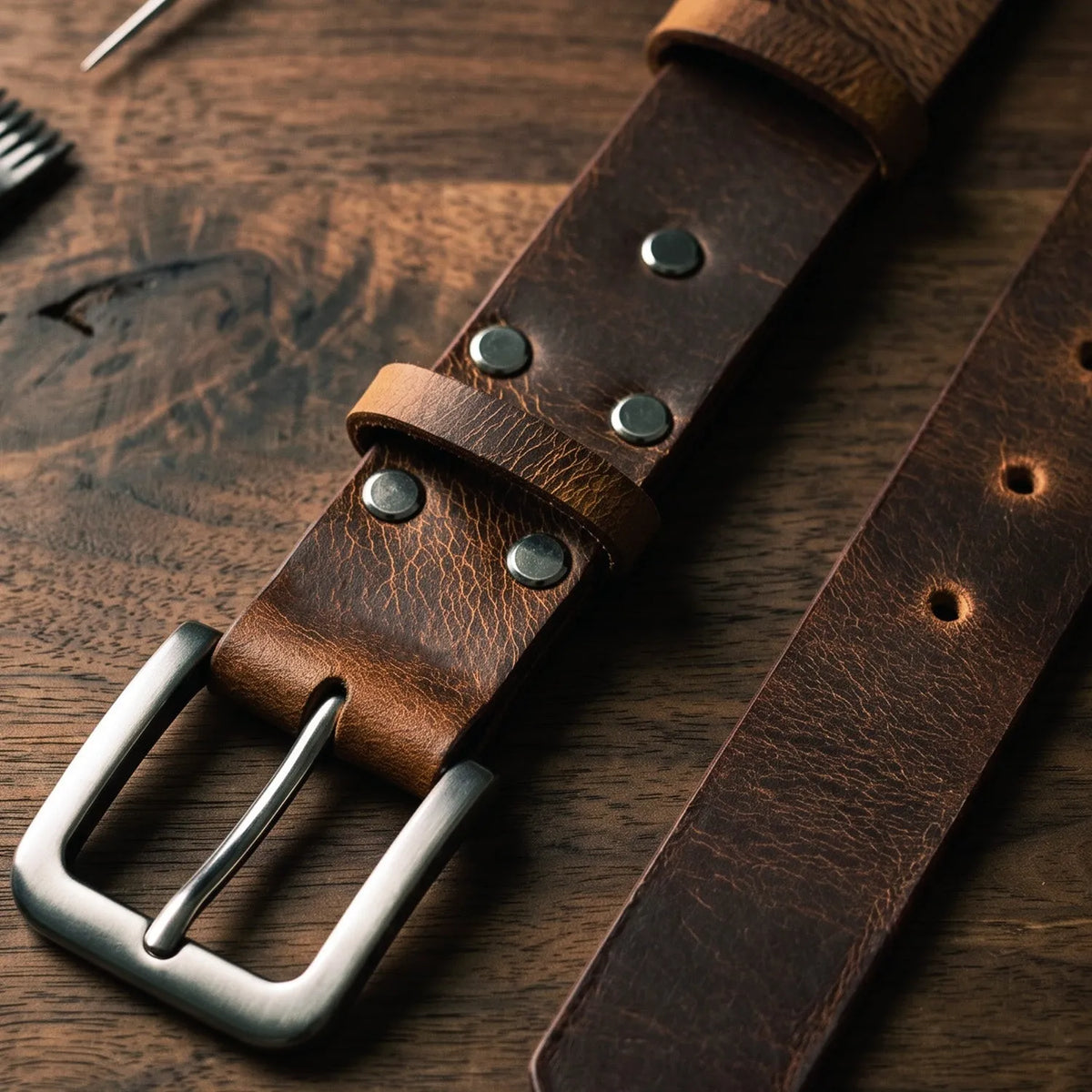 Riem van buffelleer: model Bushcraft – 3,5 - 4 mm – CraftPoint