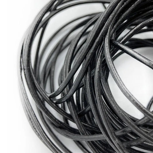 Leren veter rond Ø 2/3/4/5 mm 100 cm - Zwart – CraftPoint