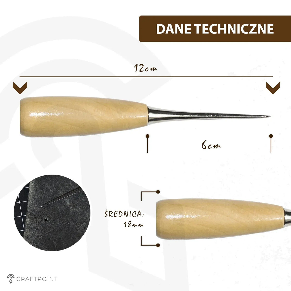 Priem voor leerbewerking 12 cm – CraftPoint